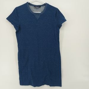 The North Face Womens Large T-Shirt Dress Blue Pockets Short Sleeve Crew Neck L